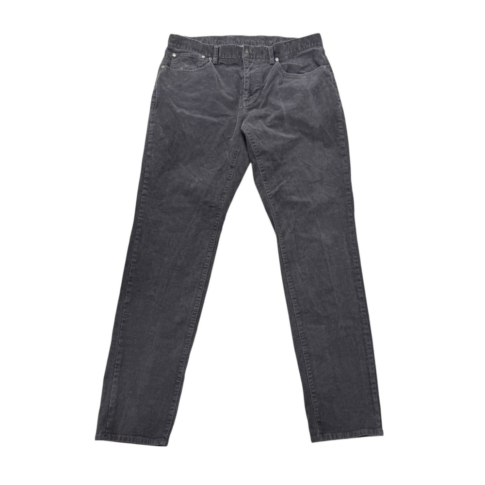 Brooks Brothers Mens Slim Corduroy Pants Charcoal Grey 34 x 32 Cotton Stretch